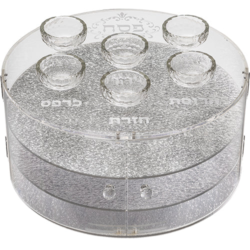 מגש פסח 3 קומות מאקריליק עם בומצים 38X17 ס"מ