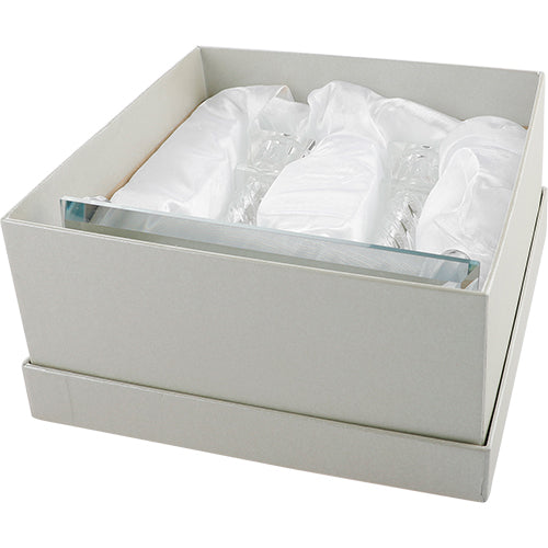 זוג פמוטי קריסטל מהודרים "אבנים" 11 ס"מ עם מגש