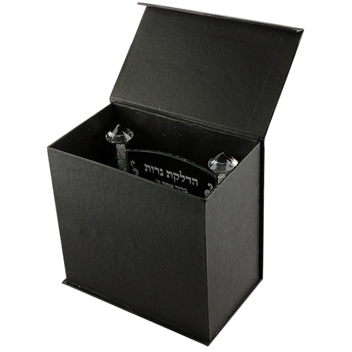 פמוטי קריסטל מהודרים עם הדלקת נרות 17x18 סמ