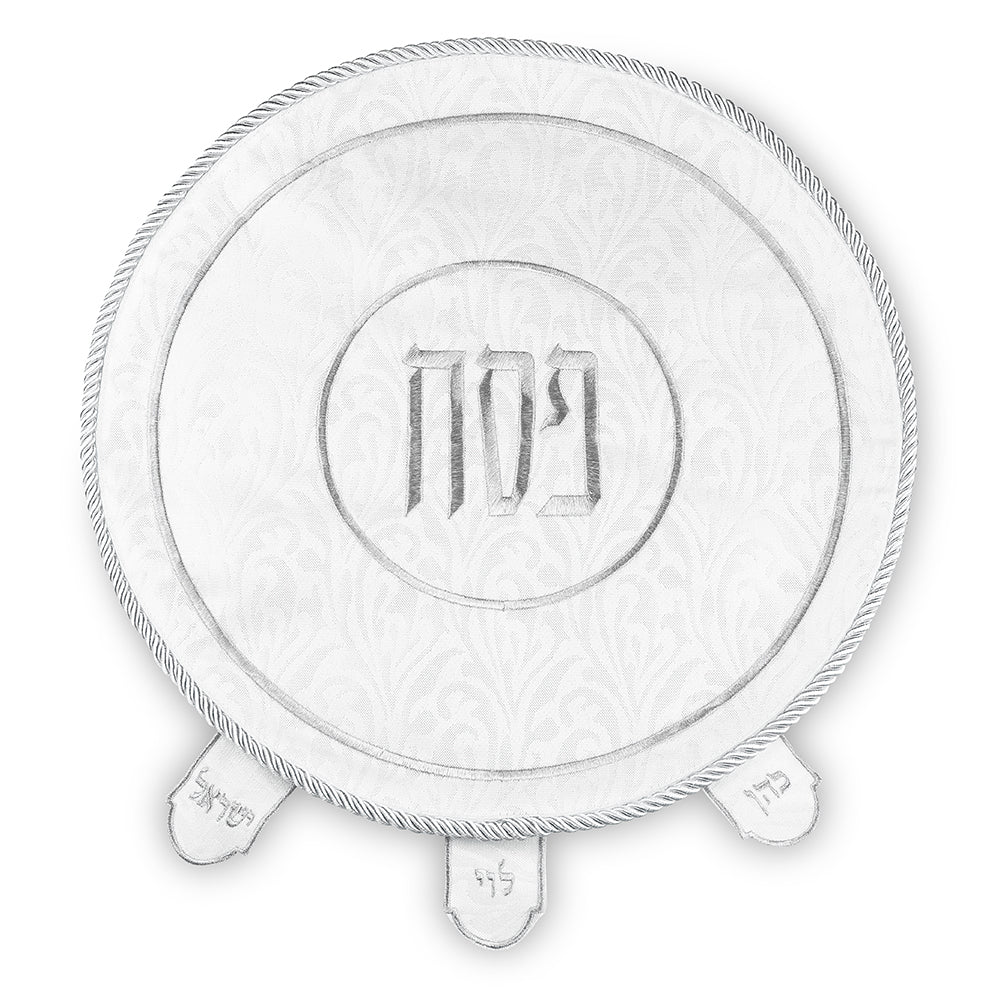 כיסוי פסח ברוקרט עם רקמה כסף 45 ס