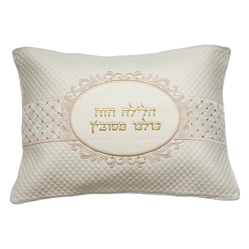 כרית הסבה מהודרת דמוי עור עם רקמה ואותיות בולטות זהב 50X72 ס"מ אריזת פיויסי