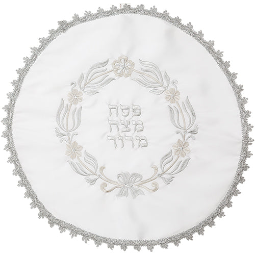 סט פסח מהודר לבן מסטן 2 חלקים כיסוי פסח ואפיקומן אריזת צלופן