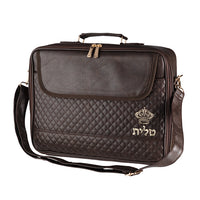תיק טלית גדול גוון חום כהה פיו מפואר אותיות בולטות 
