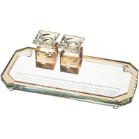 סט זוג פמוטי קריסטל עם מגש מהודר 9 ס