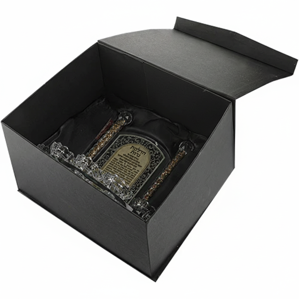 פמוטי קריסטל 5 קנים מהודרים עם פלקטה הדלקת נרות 25 ס"מ