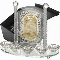 פמוטי קריסטל 5 קנים מהודרים עם פלקטה הדלקת נרות