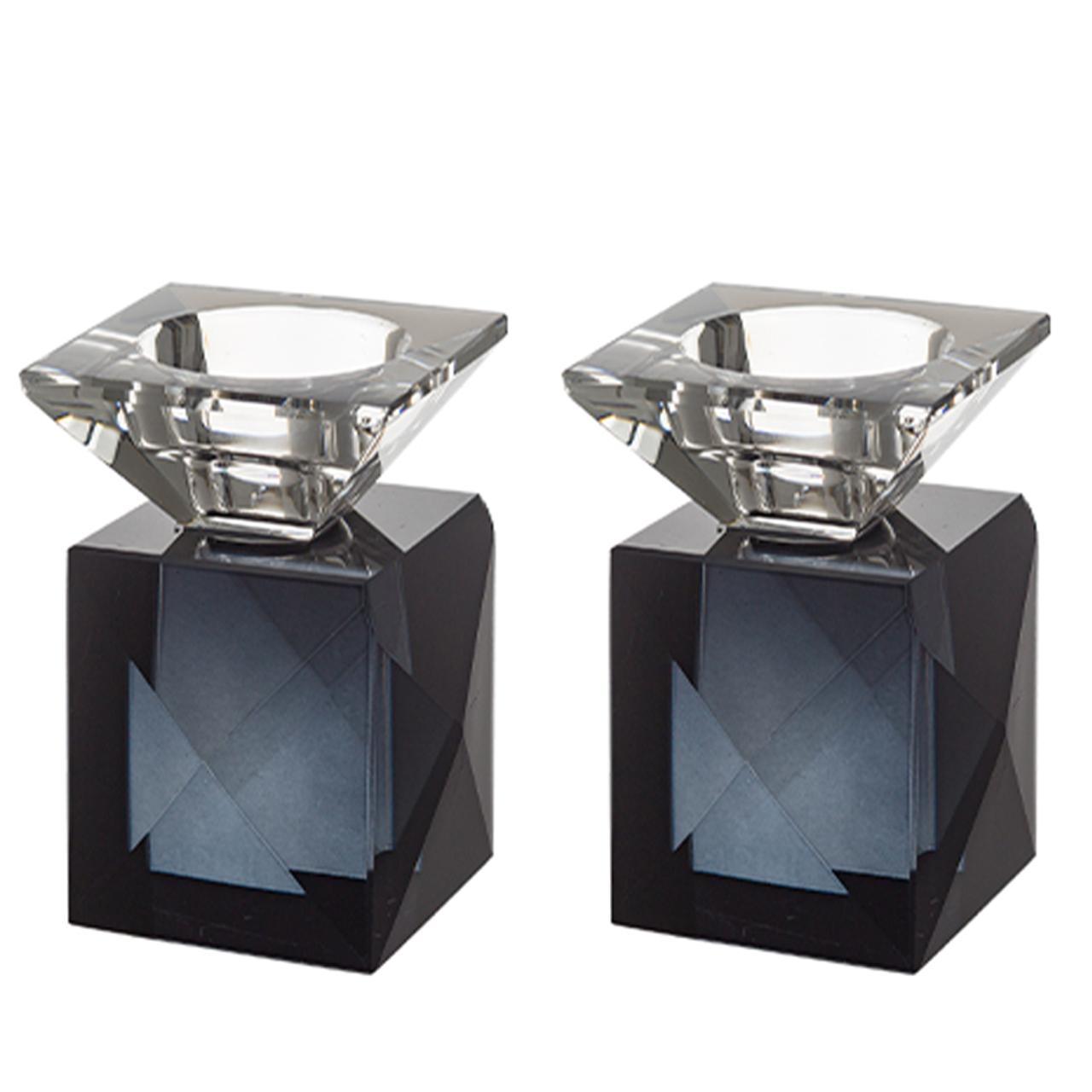 זוג פמוטי קריסטל מט + קנים שקופים 9 ס"מ