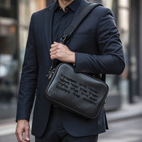 תיק תפילין דמוי עור שחור פיו מפואר עם רקמה 23X26 ס